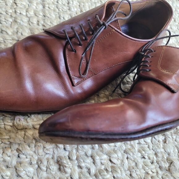 Bruno Magli Italian Made Brown Leather Lace Up Loafers Men's Size 11.5 - Picture 15 of 16